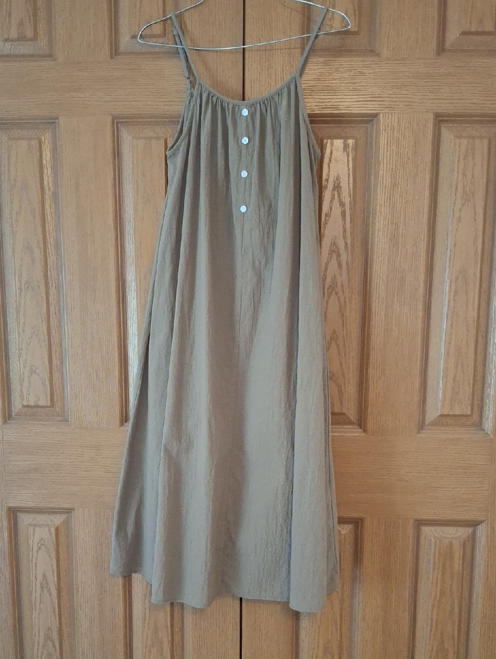 Women’s Midi Spaghetti-Strap Dress in Taupe